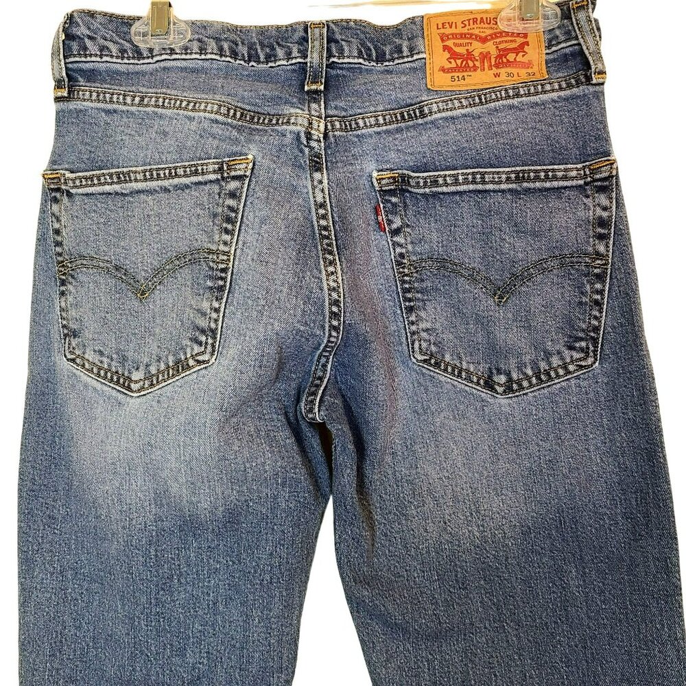 Levis Jeans Mens Tag 30x32 (Actual 29x30) 514 Slim Straight Leg Med Wash Stretch - Picture 3 of 9